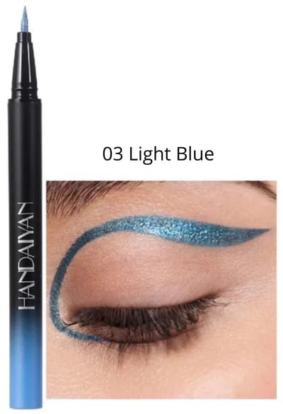 Vivid Metallic Liquid Eyeliner - 03 Light Blue - Waterproof - 0.8ml