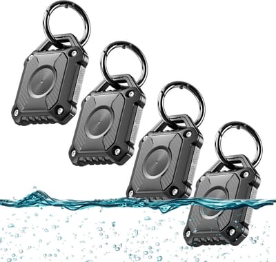 4 stuks Air Tag houder, IP68 waterdichte Air Tag sleutelhanger, harde TPU Air Tags case, 360° volledige bescherming, Air Tag. houder met sleutelhanger voor Apple Air Tag GPS Tracker apparaten （zwart）