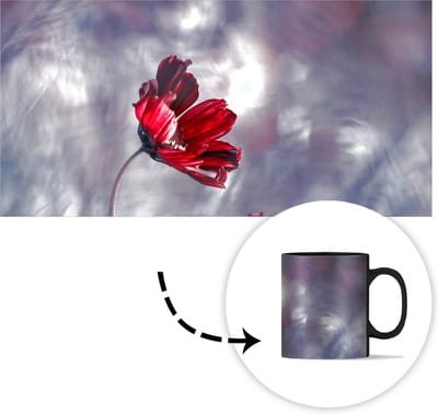 Magische Mok - Foto op Warmte Mokken - Koffiemok - Bloemen - Rood - Planten - Natuur - Magic Mok - Beker - 350 ML - Theemok