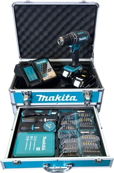 Makita DHP482RFX9 Accu-klopboor/schroefmachine 2 snelheden Incl. 2 accus, Incl. koffer, Incl. accessoires, Incl. lader