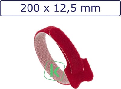 PRO-TIE® - Klittenband Tyraps, kabelbinders 200 x 12,5 mm Rood (Zak 100 stuks) (tiewrap/tyrap/tie-wrap/bundelbandje/colsonbandje/)