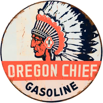 Signs USA - wandbord - dibond - Rond 35 x 35 cm - Oregon Chief
