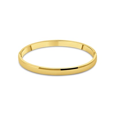 CO88 Collection 8CB-91375 – Brede Dames Bangle Armband – Goudkleurig – RVS – Cadeau voor Vrouwen
