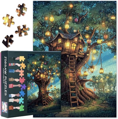 Boomhut Puzzels - Legpuzzels Volwassenen - Ontspanning en Gezelligheid - Gedetailleerd Fantasie Ontwerp - 70 x 50 cm - Fantasieboomhuis