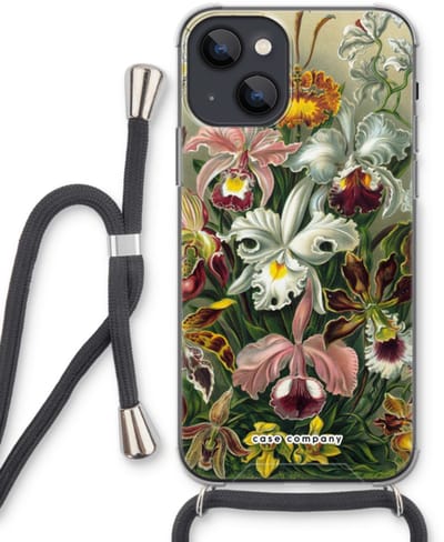 Case Company® - Hoesje met koord geschikt voor iPhone 13 mini hoesje met Koord - Haeckel Orchidae - Telefoonhoesje met Zwart Koord - Bescherming aan alle Kanten en Over de Schermrand