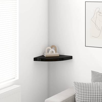 vidaXL - Hoekschap - zwevend - 35x35x3,8 - cm - MDF - hoogglans - zwart