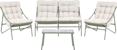 MOLVENO - Loungeset 4-zits - Groen/Beige - Staal