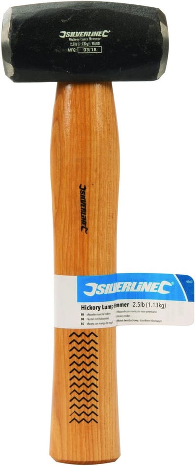 Silverline Moker met hickory steel - Gesmede stalen kop - 1.1 kilo - Zwart geverfd - Gepolijste oppervlakken