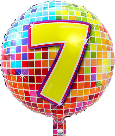 Folieballon 7 Jaar Birthday Blocks - 43cm