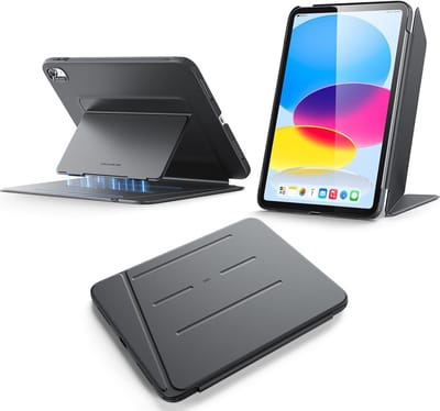 iPad 11e/10e Generatie Hoes met Verticaal Statief en Meerdere Hoekinstellingen - Ultra Stabiele Flip Serie in Zwart