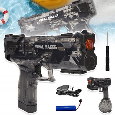 Elektrisch Waterpistool Met USB-Oplaadfunctie Voor Volwassenen En Kinderen - Transparant Automatisch Waterpistool Met Hoge Kracht Waterdicht - Klassieke Waterpistoolblaster Voor De Zomer - Zwart