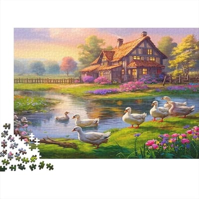 Landhuis eenden puzzel - 1000 stukjes - Ontspanning thuis - Precisie snijtechniek - 38x26cm - Stijl-7
