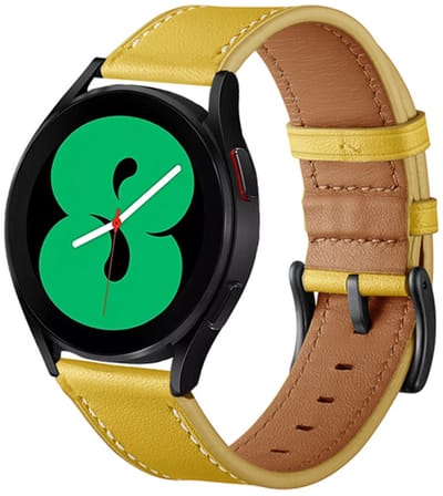 By Qubix - Geschikt voor Garmin bandje - Geschikt voor Garmin Vivoactive 4 / 4L - lederen bandje - Geel - Smartwatch bandje 22mm