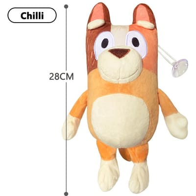 Bluey Knuffels 28CM Bingo Bandit Chilli Anime Figuur Familieleden Knuffeldieren Model Poppen Kinderen Cadeau beige