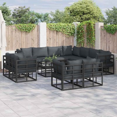 vidaXL - Tuinbank - Set - 11 - st - Zwart - Aluminium
