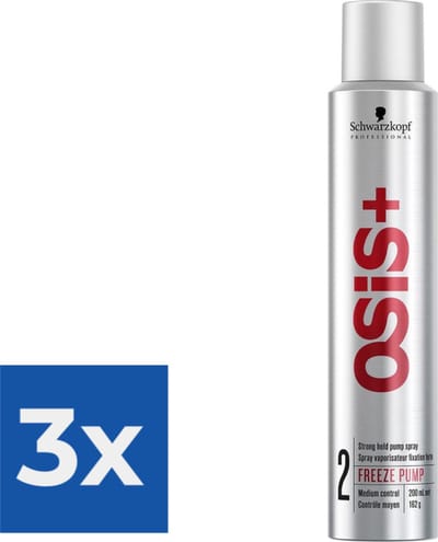 Schwarzkopf Haarspray Osis+ Freeze Pump 200 ml - Unisex - Voordeelverpakking 3 stuks