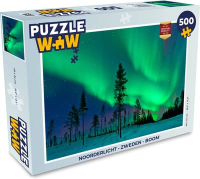 Puzzel Noorderlicht - Zweden - Boom - Legpuzzel - Puzzel 500 stukjes