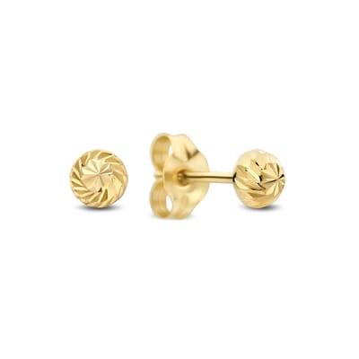 New Bling 9NBG-1038 – Gouden Oorbellen Dames – Oorknopjes Halve Bolletjes – 14K Goud – 3 mm