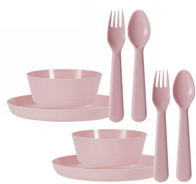 Excellent Houseware Kunststof kinderservies set - 48-delig - lichtroze - Campingservies / picknickservies - peuters