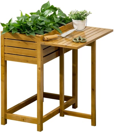 Kruidenbakken voor Buiten – Kweektafel - Moestuinbak - Op poten - Terras - Weerbestendig - Moestuinbakken - 38 liter - Grenenhout