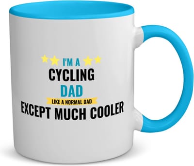 Akyol - i'm a cycling dad like a normal dad except much cooler koffiemok - theemok blauw - Papa - vader die houdt van fietsen - vader cadeautjes - vaderdag - verjaardagscadeau - verjaardag - cadeau - geschenk - kado - vader artikelen - 350 ML inhoud