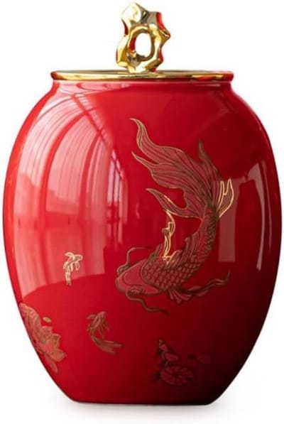 Keramische theeopslagpot Chinese stijl rode losse theeopslagcontainerpot Keukenvoedselopslagpot Verzegelde pot Koffiedikopslag(Xl)