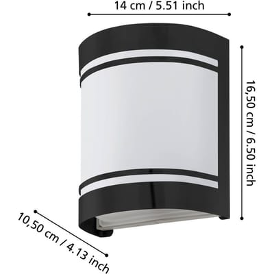 EGLO Cerno Wandlamp Buiten - E27 - 16,5 cm - Zwart/Wit