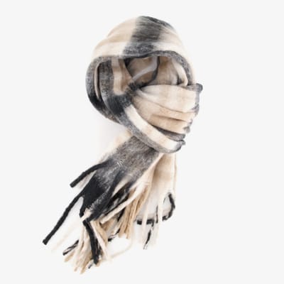 Geruite dames sjaal beige zwart