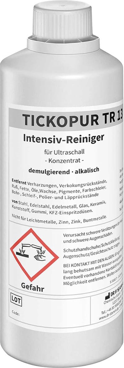 Tickopur TR13 - Professionele Ultrasoon Vloeistof 1L - Voor o.a. Injectoren, Verstuivers & Tandwielen - Geschikt voor Ultrasoonbad