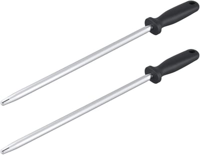 Dailygoods- Aanzetstaal 42,38 cm - Slijpstaaf - Messenslijper - Koolstofstaal - Diamantzandcoating - Set van 2