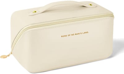 Dailygoods - Aucuu Make-uptas voor op reis, PU-leer, draagbare make-uptas met grote inhoud, waterdicht, draagbaar, toilettas-organizer voor toiletartikelen, #2 wit.
