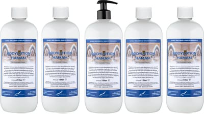 Bodylotion Hamam 1 Liter - met gratis pomp - set van 5 stuks - Voordeelverpakking