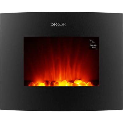 Cecotec Dekorativer Elektrischer Kaminofen ReadyWarm 2650 Curved Flames Connected. 26", 2000 W, Steuerung über Wi-Fi, Fernbedienung, Gekrümmte Anzeigetafel aus gehärtetem Glas, 25 m2
