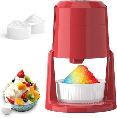 IJsmachine - Sneeuwkegelmaker - Zelfgemaakt IJs - Inclusief IJs Vormen - 18cm Hoog - Rood
