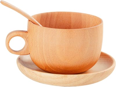 Houten Mok - Theekopjes Set - Warme Dranken - Natuurlijk Materiaal - 290ml - Bruin