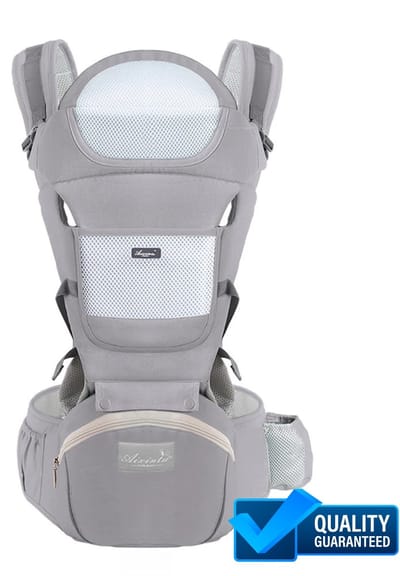 Joorly Draagzak - Draagzak Baby - Babydrager - Ergonomische - Multifunctioneel - Pasgeboren tot Peuter - Kangoeroezakaccessoires - 20KG Draagvermogen - Grijs