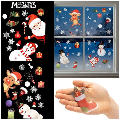 Springos Raamstickers – Kerst – Kerst Stickers – Raamstickers Kinderen – Kerstversiering voor Binnen – Kerstdecoratie – 62 stuks