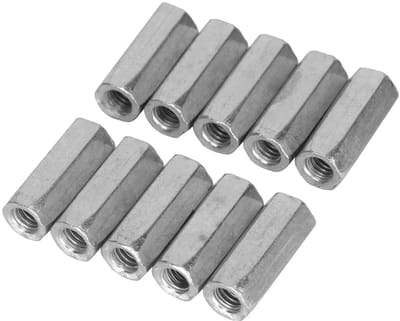 Dailygoods- Moer Lange Hex - Koppeling Moer - Standoff - Schroefdraad Bevestigingsmiddelen - Zink Geplateerd Koolstofstaal - 10 Stuks (M6*25) - Bevestigingsmiddel