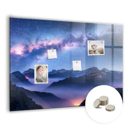 Tulup Glassboards - Melkweg Magneetbord - 100 cm x 70 cm - Paars Magnetisch Memobord - Gratis 5 Sterke Magneten - Wanddecoratie Kantoor - Magneetbord Rechthoekig - Magneetbord Keuken - Productiviteit Tools - Magneetbord Muur