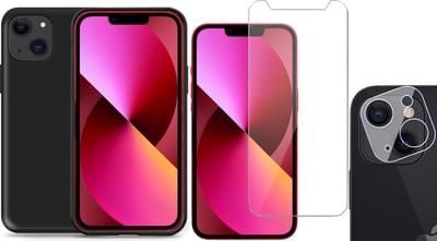 TechNow Shock Proof Backcover Hoesje geschikt voor iPhone 13 Mini - Screenprotector en Camera Screen Protector - Zwart