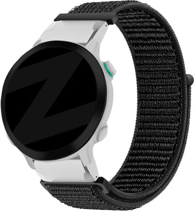 Bandz nylon loop band geschikt voor Garmin Fenix 5 (Plus) / 6 (Pro) / 7 / 8 - 47mm / E / Forerunner 935 / 945 / 955 / 965 / Quatix 5 / 6 / 7 - Hoogwaardig nylon smartwatch bandje met klittenbandsluiting - quickfit 22mm zwart nylon