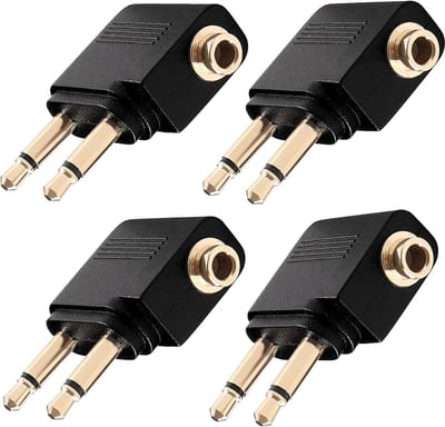 Vliegtuig Oortelefoon Adapter - Vlucht Koptelefoon - Reizen Comfort - Puur Koper Verguld - 4 Stuks - Goud