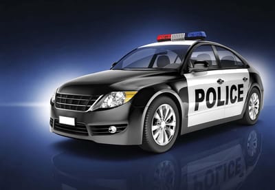 Fotobehang Police Car | XL - 208cm x 146cm | 130g/m2 Vlies