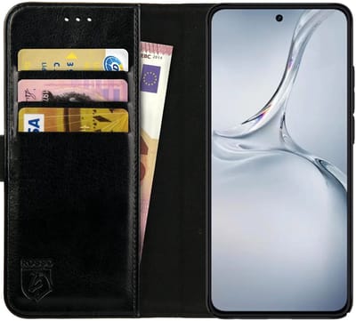 Rosso Element Geschikt voor OnePlus Nord CE 4 Lite | Wallet Book Case | Portemonnee Hoesje | 3 Pasjes | Magneetsluiting | Stand Functie | Zwart