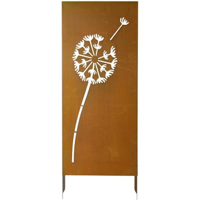 Écran de confidentialité en métal, 61 x 160 cm Clôture de confidentialité moderne autoportante, Panneau séparateur de jardin avec piquets de sol étendus et plaque d'acier, Autoportant