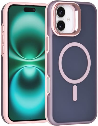 TUNIQ Back cover voor iPhone 16 Plus - MagSafe - Met Camerastand - Roze