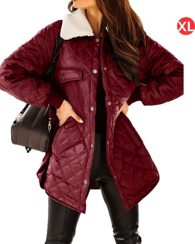Livano Winterjas - Parka Dames Winterjas - Winter - Volwassen - Stijlvol - Bordeauxrood - Maat XL