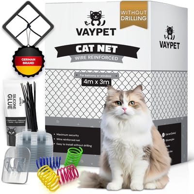 Kattennet Balkon - Veiligheidsnet Kat - Balkon Beveiligen - Zonder Boren Installatie - 4x3 Meter - Transparant