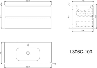 LINEA UNO - Sin 100 - Glans wit - Badmeubel - - 301725