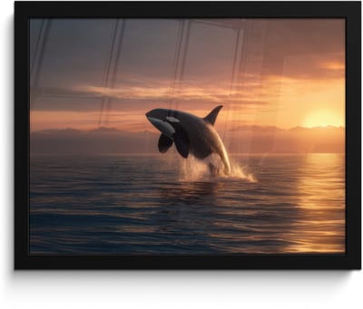 Poster in lijst - Fotolijst 40x30 cm - Posters - Orka - Zee - Zonsondergang - Posterlijst zwart - Decoratie - Wanddecoratie woonkamer - Muurdecoratie slaapkamer